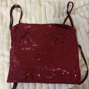 Edikted Red Sequin Top